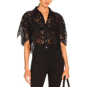 L'Academie 'Calla' Black Polyamide Lace Top Size S